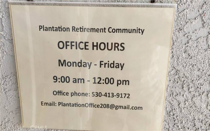 The Plantation Office Hours, Phone & Email