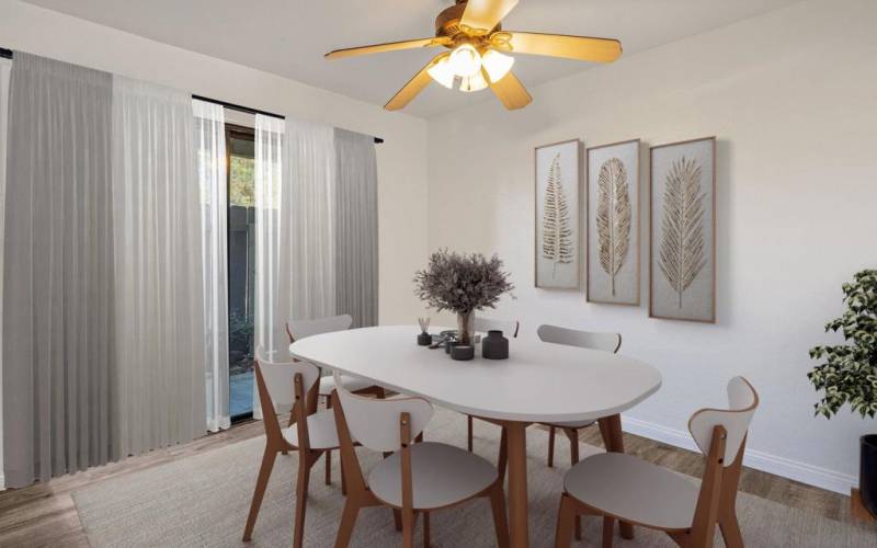 Virtually staged dining room