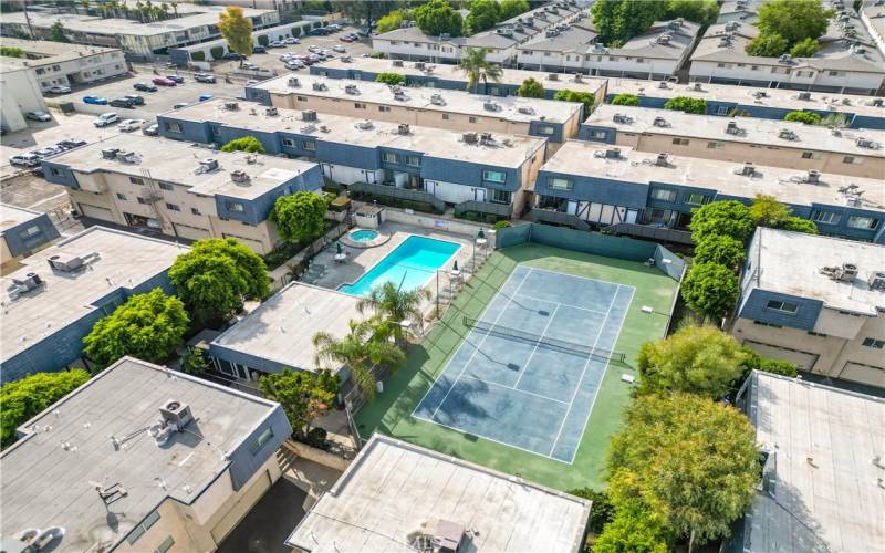 Tennis Court and Pool Area