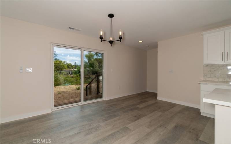 Sliding door to Backyard canal water view.