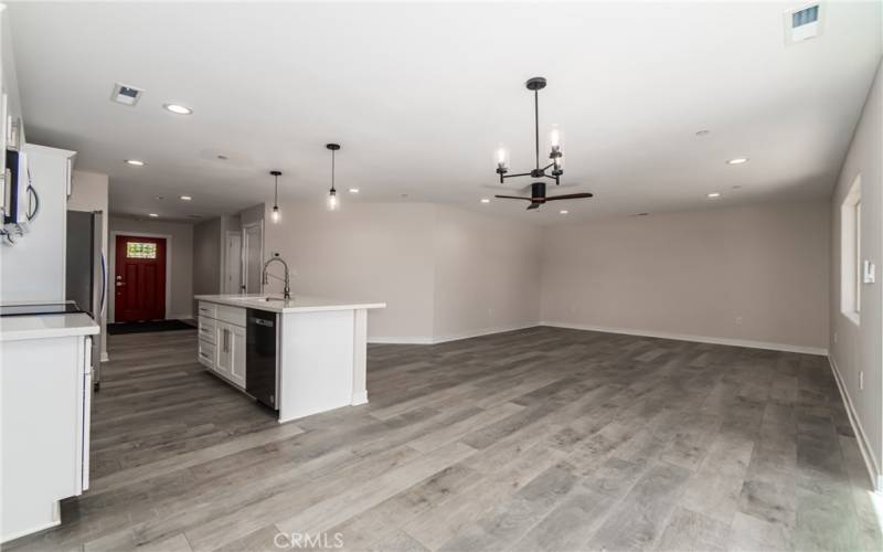 Kitchen dining area and Living room.