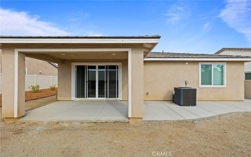 Brand new concrete and California Covered Patio with French Door Slider