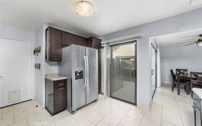 kitchen with dining room view