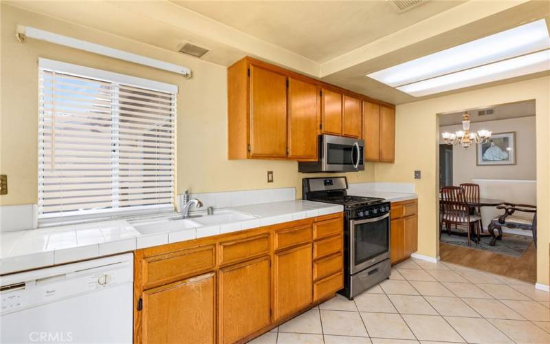 Kitchen Counter with window looking out to yard