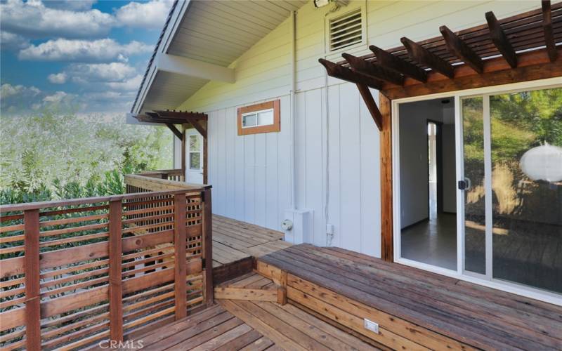 Deck area off the bedrooms.