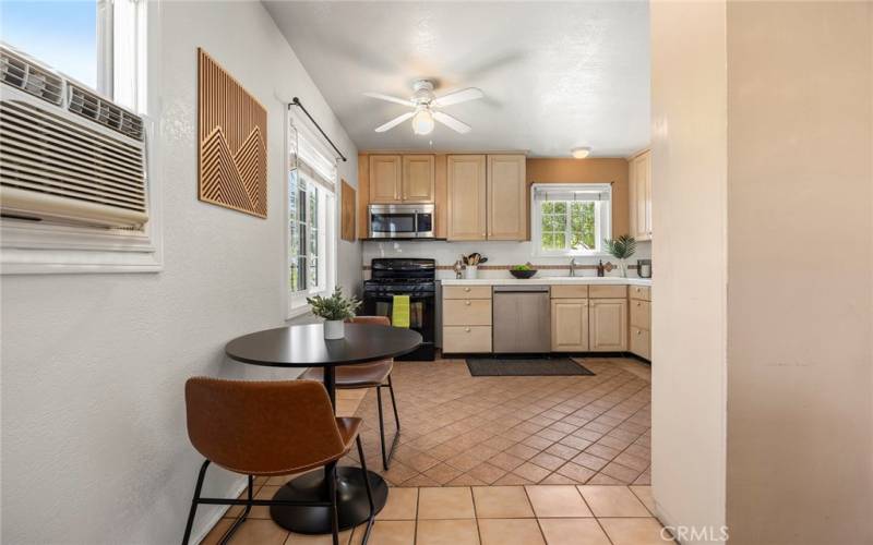 Kitchen has plenty of counter space and cabinet storage. A place for everything helps keep you organized.