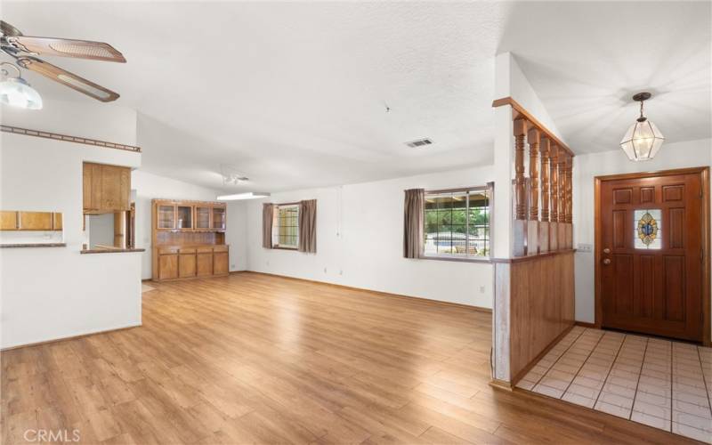 Foyer.  Built in Hutch.  Exterior walls are very deep, slightly noticeable in the window frames here.