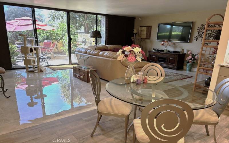 View from the kitchen/living room to the beautiful patio