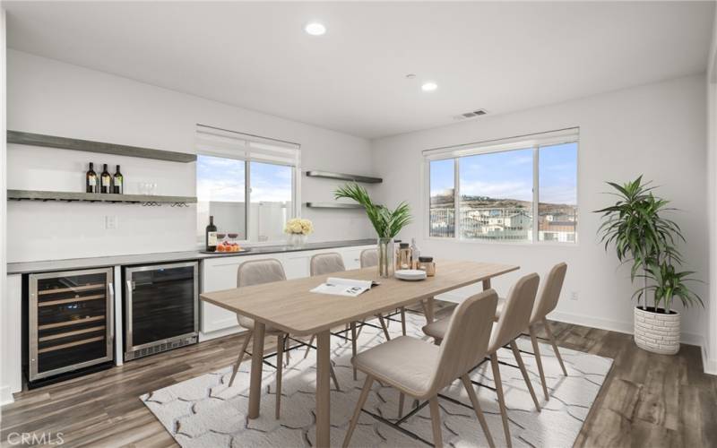 Virtually staged dining area
