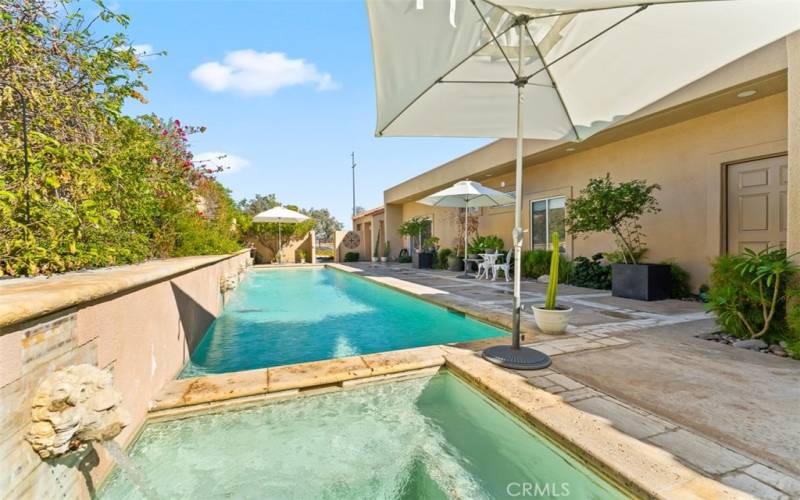 Jacuzzi and Waterfalls Sliding Glass Doors to pool