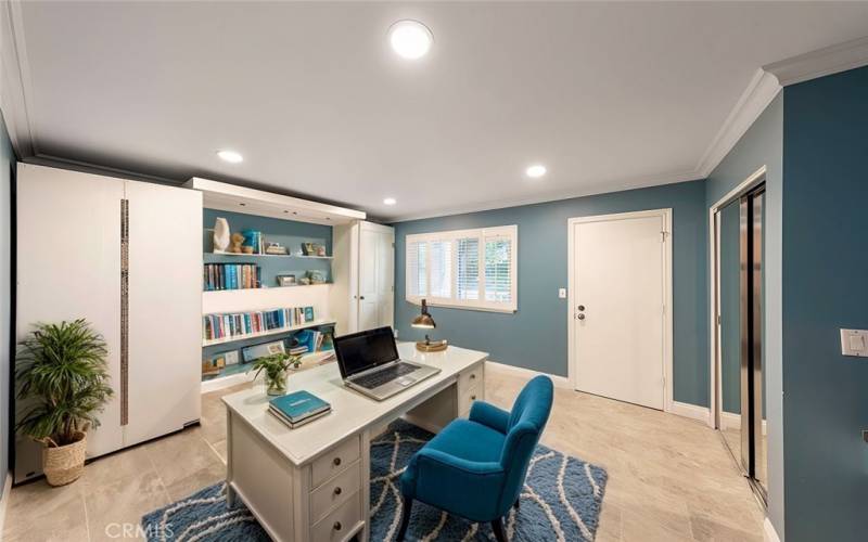 Downstairs Bedroom Virtually staged as an office