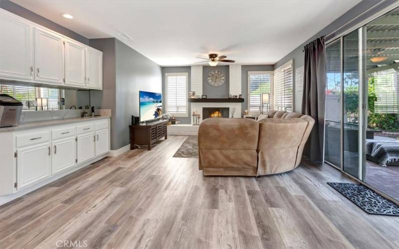 Loads of windows let all the natural light into family room