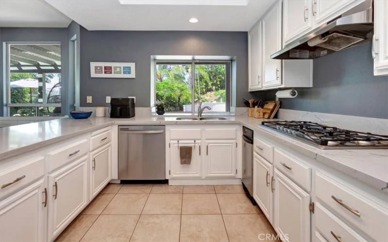 Kitchen overlooks yard