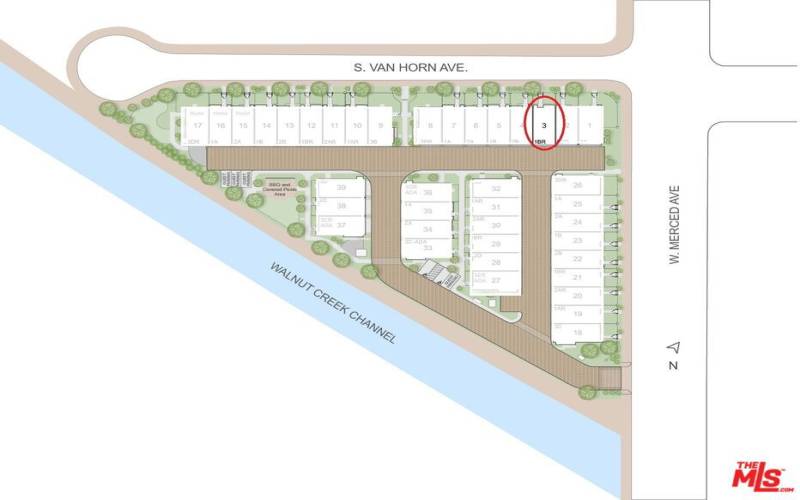 Location of townhome on community site map