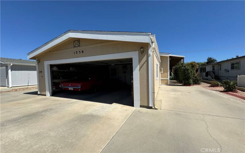 Two car garage with ample storage.