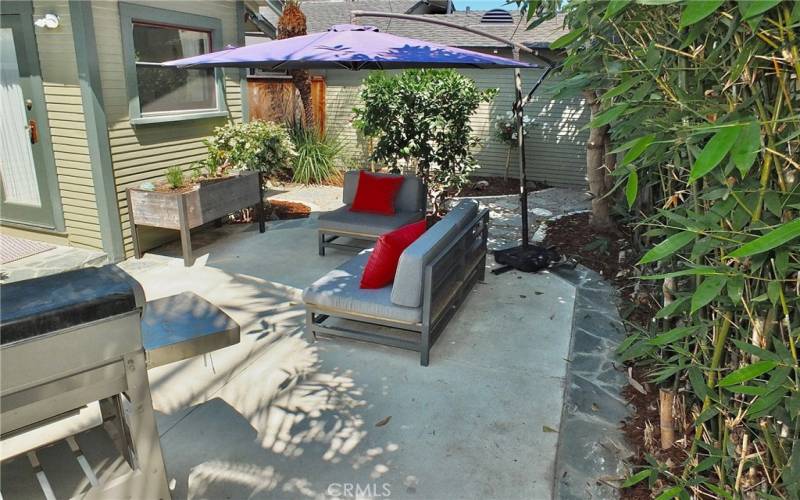 View of the back door and step porch, showcasing the rear of the home along with a picturesque walkway that leads to the inviting front entrance.