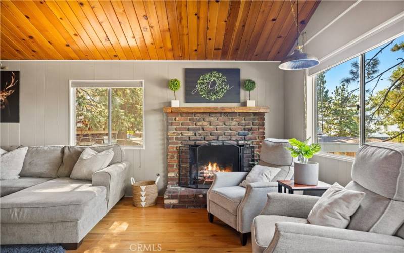 Living room with fireplace.