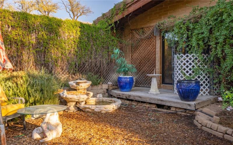 Garden outside of primary bedroom sliding door