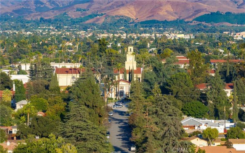 University of Redlands at the end of the street