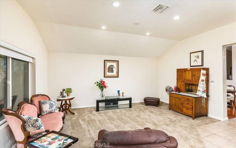 Family room with window looking out to back yard.