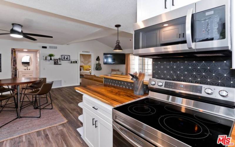 dining area and stove