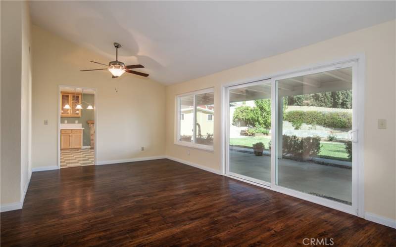 Living room looking into kitchen.