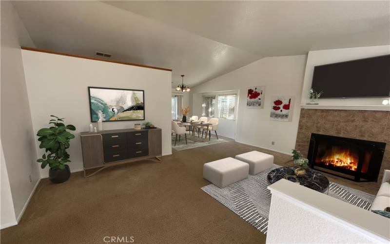 family room virtual staged