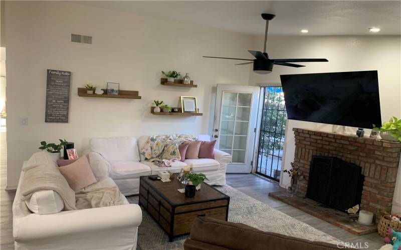 Living room with fireplace.