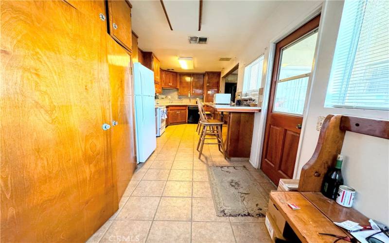 from the back door looking to the kitchen