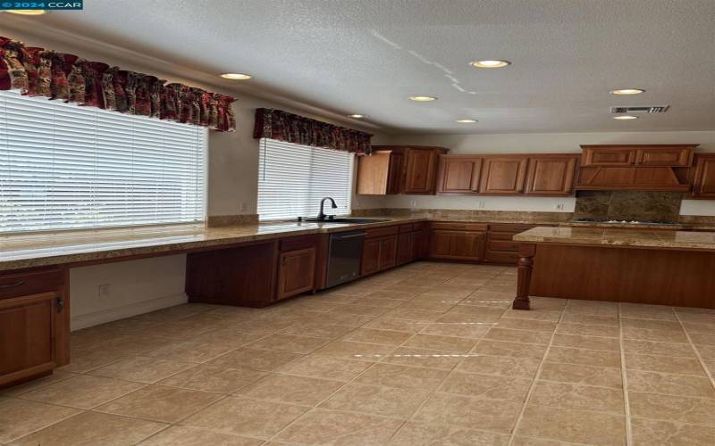 Kitchen with big windows