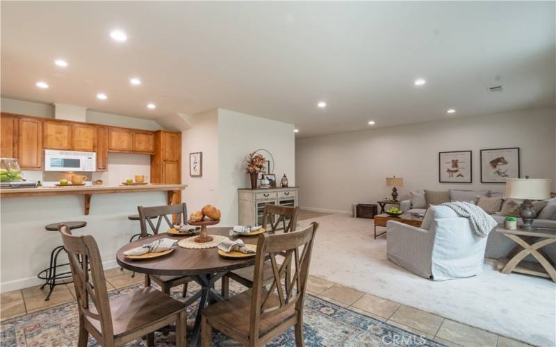 Dining area is open to the kitchen and living room