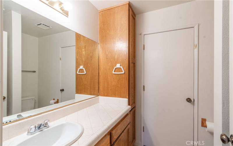 Downstairs bath with shower just off the garage