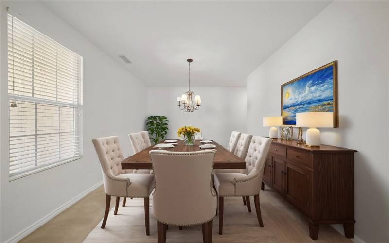 Formal  dining area. Virtually staged