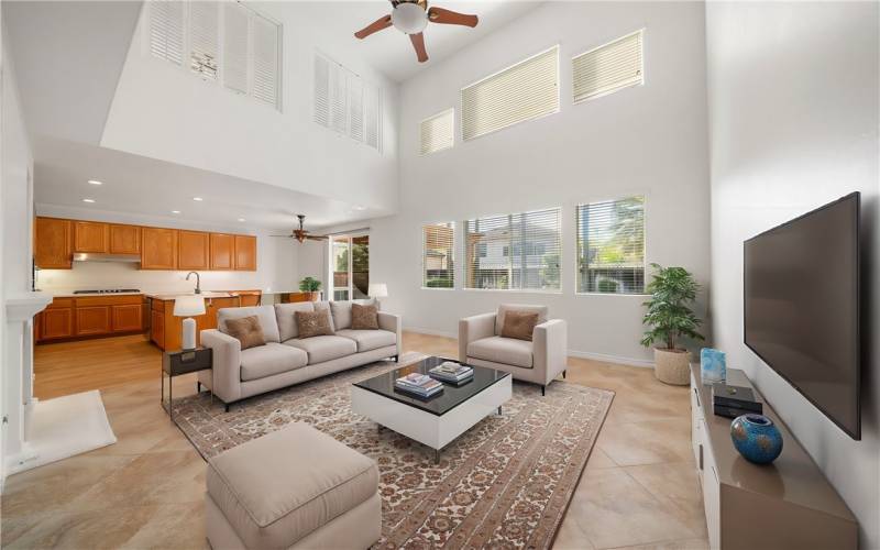 Family room. Virtually staged. Light, bright and airy.