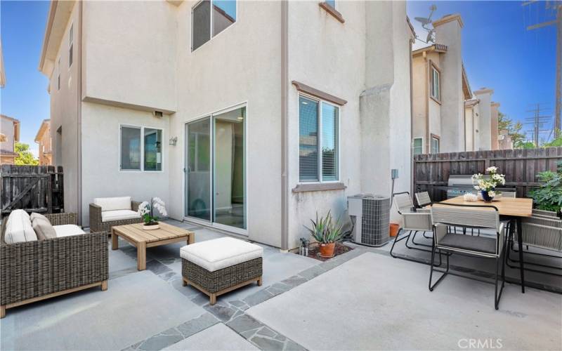 Virtually staged backyard patio