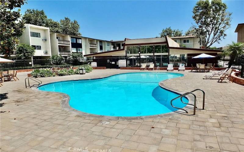 large swimming pool and clubhouse