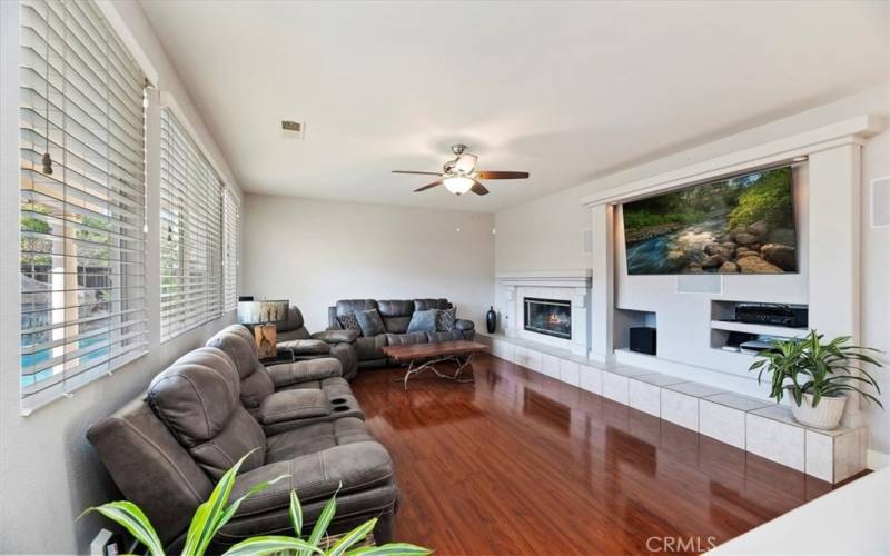 Family room with fireplace