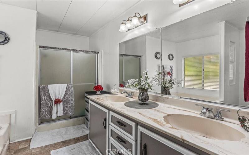 Master Bathroom with soaking tub and shower