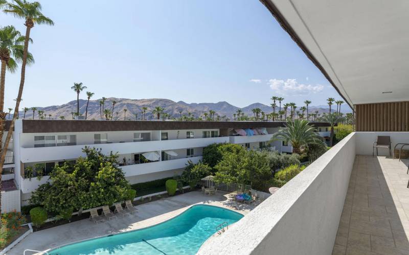 East Balcony with Pool and Mountain View