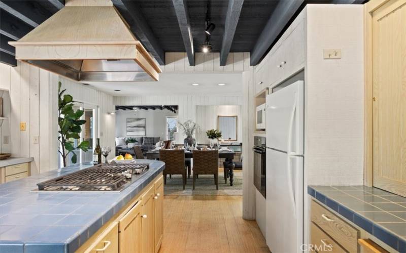 Kitchen w/ Beautiful Wood Beamed Ceilings & Backyard Views