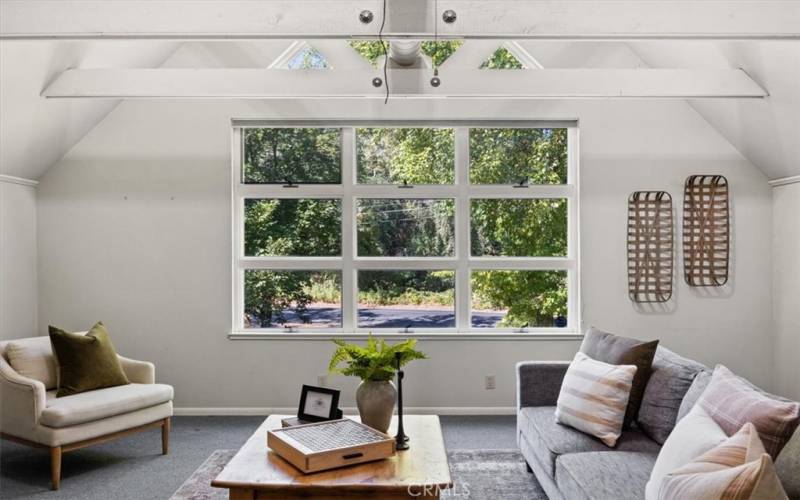 Upstairs Bedroom/Den w/ Walk-In Closets, Wood Beamed Ceilings & Built In Bookcases