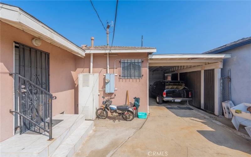 Rear of house, rear of carport