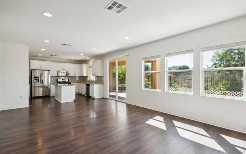 Living room to kitchen. Check out the views!