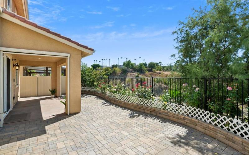 Covered patio with Pavers and VIEWS! A lovely spot for morning coffee, surrounded by nature