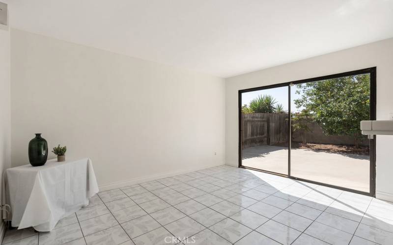 Family room with sliding door to backyard