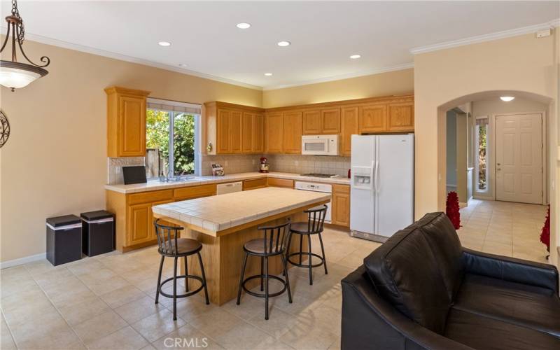 Kitchen opens to the living room