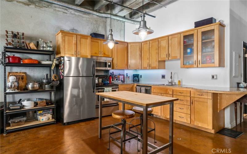 Kitchen with stainless steel appliances