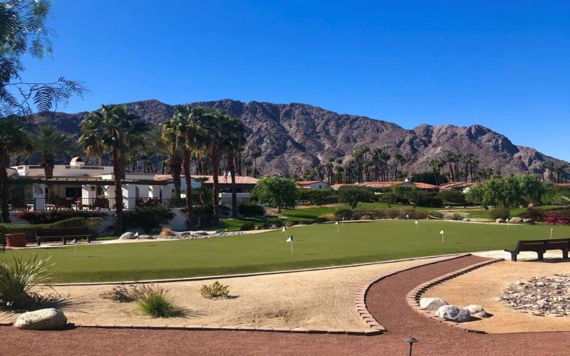 Putting greens facing clubhouse