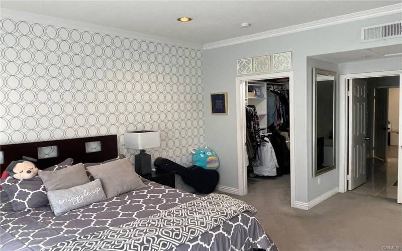 Master bedroom with walk in closet