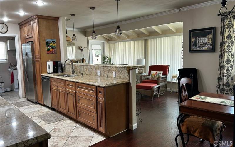 kitchen, dining and sun room